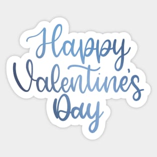 Happy Valentine's Day - Script Hand Lettering - Blue Sticker